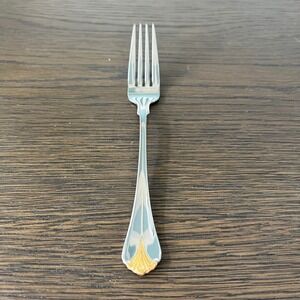 Yamazaki‎ Cara 24k Gold Accent Salad Fork 18/8 Stainless Steel Shell Motif New